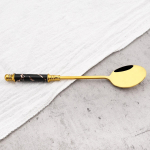 2tk kuldne must loominguline imitatsioon marmorist kohvilusikate komplekt roostevabast terasest v&auml;ike lusikas lauan&otilde;ud k&ouml;&ouml;gih&otilde;beda tarvikud kuld/must