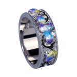 Klassikalised s&otilde;rmused naistele Epoksiids&otilde;rmus, moe emailiga v&auml;rviga inkrusteeritud teemantkihlas&otilde;rmus Noble lillemustriga s&otilde;rmus 6 sinine