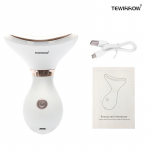 TEWIRROW Face and Neck Beauty Neck Massager 3 v&auml;rvi LED fotonteraapia topeltl&otilde;ua v&auml;hendaja kortsudevastane n&auml;onahahooldusseade valge