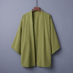 Moodne suvine tavaline v&auml;rviline mantel Jaapani kimonokardigan kimono haori naisele, mees, avar &otilde;huke must pealisr&otilde;ivas One Size tumeroheline v&auml;rv