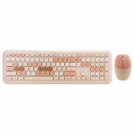 Mofii 666 klaviatuurihiire kombineeritud juhtmeta 2,4G segav&auml;rviline 110 klahviga klaviatuurihiire komplekt koos &uuml;mara pungiga helepruun v&auml;rv