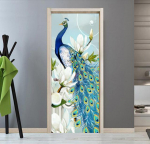 Isekleepuv kunstliku uksekleebis Kodukaunistuse uksekatte seinakleebis Seinamaal Sissep&auml;&auml;su loom paabulinnu tapeet 77x200cm