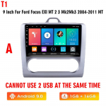 Icreative 9-tolline 2-din autoraadio Ford Focus EXI MT 2 3 Mk 2 jaoks 2004&ndash;2011 Multimeedia videopleier Navigatsioon Android Auto 2 Din T1 1+16GB,A