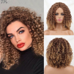 MERISIHAIR Must keskosa Afroparukas L&uuml;hike lokkis naturaalsest s&uuml;nteetilisest kiust krussis lokkis juuksed naistele peoks Cosplay igap&auml;evaseks kandmiseks 9074