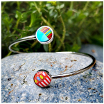 Les Tr&eacute;sors De Lily [R1180] - K&auml;sitsi valmistatud k&auml;ev&otilde;ru Colombine & Harlequin mitmev&auml;rviline h&otilde;be - 60 mm - 10 mm sinine