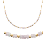 Les Tr&eacute;sors De Lily [R5819] - kullatud kaelakee  Mineralia  roosa kullast kvarts - 45 cm 5 mm Heleroosa