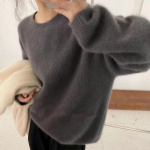 Pullover Kampsun S&uuml;gis- ja Talvine Kaelusega Kampsun Naiste Avar sviiter Slouchy Pehme Vahavillane Kootud Sviiter One Size tumehall v&auml;rv