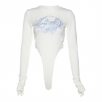 &Otilde;huke seksikas tr&uuml;kitud bodi naiste &uuml;hes t&uuml;kis riided pikkade varrukatega mitmek&uuml;lgne kombinesoon S