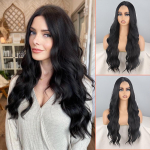 XINRAN naiste pikk laineline ombre roosa parukas ilma tukkudeta s&uuml;nteetilisest kiust naturaalsest lainelisest pitsist ees Cosplay igap&auml;evane parukas 60cm