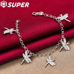 925 Sterling Silver Five Dragonfly AAA tsirkoonist ripatsiga k&auml;ev&otilde;ru ehted 20cm