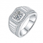 Gb 925 Sterlingh&otilde;be Rodineeritud Moissaniit S&otilde;rmus Meestele 1 .0ct 6 .5mm Moissaniit Teemant Meeste Abielus&otilde;rmus 10