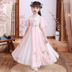 T&uuml;druk Hanfu iidne kost&uuml;&uuml;m lapsed Hiina stiilis v&auml;ikese t&uuml;druku kleit Tang kleit printsessi seelik rahvariided lapsed S