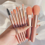 8 tk/komplekt Mini Travel naiste meigipintslite komplektid kaasaskantavad pehme peitekreemi pintsel Beauty Foundation lauv&auml;rv ripsmete huulet&ouml;&ouml;riist roosa