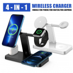 DL juhtmevaba magnetiline kiire Qi laadija 4-&uuml;hes jaam iWatch iPhone 13 Pro 12 jaoks valge