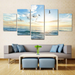 5 t&uuml;kki Looduslik meri rand Lendavad linnud maastik L&otilde;uend Maalimine Plakatid ja prindid Pilt Elutuba Kodukaunistus Ilma raamita 40x60cm*2 40x80cm*2 40x100cm*1