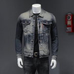 Vintage Twill Cloth Vintage Denim jakk Mantel Meeste+H06121 2XL helehall v&auml;rv