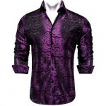 Dibangu Silk meeste s&auml;rgid pikkade varrukatega Slim Fit s&auml;rk Meestele Lilla Paisley pluus &Uuml;ler&otilde;ivad XXL s&uuml;gav lilla v&auml;rv