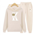 Naiste kapuutsi komplekt S&uuml;gistalvised kapuutsid+p&uuml;ksid Kaheosaline komplekt tr&uuml;kkimine Naiste kapuutsid dressid Jooksup&uuml;ksid paksud soojad riided XL