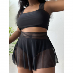 3Pack Plus Size v&otilde;rgust seelik k&otilde;rge v&ouml;&ouml;kohaga bikiinid ujumisriided naiste ujumistrikoo rannariided ujumisriided 0XL must