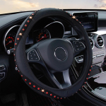 Leopard Steering Wheel Cover - Made with PVC Leather - Anti-Slip, Universal Fit 14 1/2 inches to 15 without ring black
