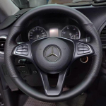 Roolikate punutud ehtne nahk 100% sobivus Mercedes Benz C200L E63 E300 E320 GLK GLC260 GLA autole White Thread