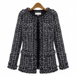 MAITA Uus naiste jope must-valge Tweed Plus Size 2XL must