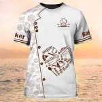 Baker 3D Print Padry Chef T-s&auml;rk Naiste T&auml;navar&otilde;ivad T&ouml;&ouml;riietus Vormiriietus T-s&auml;rgid Harajuku T-s&auml;rgid Topid Unisex &uuml;lisuured riided XL
