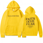 Faith Over Fear Christian Hoodie Christian dressipluus Jeesus Trendikas kapuuts Piiblisalmi s&auml;rk Unisex Esteetilised r&otilde;ivad 2XL kollane