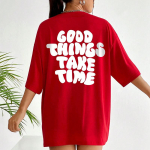 Head asjad v&otilde;tavad aega Valge kirjamustriga naiste T-s&auml;rk Street Hip Hop T-s&auml;rk Sport Pehme puuvillane riietus Suvine lahe T-s&auml;rk S punane