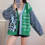 Talvine leopardimustriline kardigan naiste n&ouml;&ouml;pidega Oversize jope kampsun Lahtine roheline paks soe kootud kardigan naistele 2023 One size roheline