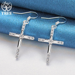925 Sterling Silver Cross AAA tsirkoonist k&otilde;rvar&otilde;nga ehe 4.00*1.70cm