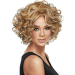 Moodne l&uuml;hike lokkis parukas Punased pruunid blondid juuksed s&uuml;nteetilised naturaalsed juuksed naistele Cosplay igap&auml;evaseks kasutamiseks kuumakindlad kiudparukad kuldpruun v&auml;rv