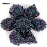 7 tk lilla, roheline lootose lilleline metallist t&auml;ringud, t&auml;ismetallist mitmetahuline t&auml;ringukomplekt, sobib rollim&auml;nguks RPG lauam&auml;ngu kaardim&auml;nguks lilla