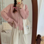 Naiste avar pikkade varrukatega kampsun, &uuml;hev&auml;rviline silmkoeline kampsun jakk One size oranž