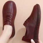 Pehmest nahast &uuml;hekordsed kingad Retro lamedap&otilde;hjalised emakingad 2023. aasta s&uuml;gis, uued keskealiste ja eakate naiste kingad Kummist pehme tallaga nahast kingad 37 veinipunane v&auml;rv