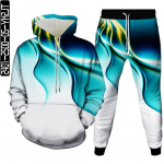 Meeste Mood Populaarne V&auml;rviline Line Grapic 3D Digitaalne Prinditud Spordidress Hoodid Jooksup&uuml;ksid 2tk Komplekt V&auml;lir&otilde;ivad Suurus S-6XL 6XL