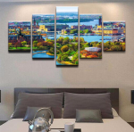HD Home Decor tr&uuml;kitud plakat Moodne l&otilde;uend elutuppa 5 paneelhoone Linn Stockholm Rootsi Seinakunst Modulaarne maal Ilma raamita 20x35cm*2 20x45cm*2 20x55cm*1