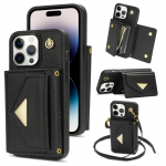 Crossbody Strap Multi Card Slot Flip Wallet nahast &uuml;mbris iPhone 15 14Plus 13 12 11Pro Max / Samsung S23 S22 S21 Ultra S20Plus S23 S21FE A14 A54 A53 jaoks iPhone 7/8/SE 2020 must