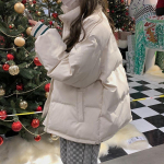 Talvine paks leivamantel naistele, &uuml;lisuured korea stiilis jakid puuvillased riided &otilde;pilastele S must