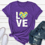 Mood Love Puzzle Autism S&auml;rgid Teadlikkus L&uuml;hikeste Varrukatega Pusle s O-kaelusega Unisex T-s&auml;rk S