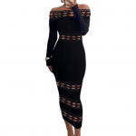 Naiste ballipeokleit, &otilde;last v&auml;ljas, &otilde;huke liibuv, &otilde;&otilde;nsas &uuml;mbris, pikkade varrukatega puhas v&auml;rv, elastne, rombiga, lapiline s&auml;&auml;re keskosa 2XL must