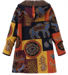 Vabaaja naiste soe taskuga kapuuts, pikkade varrukatega lukuga Vintage mantlid lilleline fliisjakk Manteaux Dames XXXL
