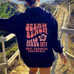 Ocean Beach Huppari Esteetiline Huppari Tumblr Pusakas CA Surf T-s&auml;rk Trendikas &Uuml;lem&otilde;&otilde;tmeline Huppari Kookosp&auml;hkli Huppari Unisex Esteetilised Topid Unisex 4XL