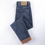 Meeste termovenivad teksad Talvised lumi soojad plush &otilde;hukesed kitsa s&auml;&auml;rega teksad Paks fliis Denim pikad p&uuml;ksid Korea moep&uuml;ksid 28 sinine