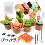 Algaja heegeldamiskomplekt Cactus Potted Plant Creative heegeldatud DIY v&otilde;tmehoidja kudumine v&otilde;tmehoidja heegeldatud nukkude materjalipakk Style 1