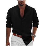 Kevad-s&uuml;gis top seisva kraega meeste riided &uuml;hev&auml;rvilised pikkade varrukatega n&ouml;&ouml;biga Meeste puuvillane linane s&auml;rk S must