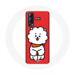 Coque pour Vivo Y72 BTS Bangtan Gar&ccedil;ons BT21 RJ de Jin Fond Rouge