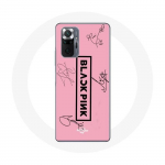 Coque pour Xiaomi Redmi Note 10 Pro Blackpink Signature Members Born Pink Logo Noir Fond Rose