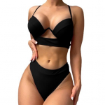 2 tk/komplekt, &otilde;&otilde;nsad, seljata reguleeritavad rihmad, polsterdatud alustraadiga bikiinikomplekt naiste push-up S must