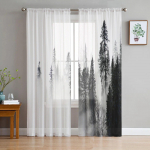 Udune metsapuu t&uuml;ll aknakardin elutuppa Magamistoa Voile L&auml;bipaistvad kardinad K&ouml;&ouml;gihooldused eesriided 135W x 114H(cm)